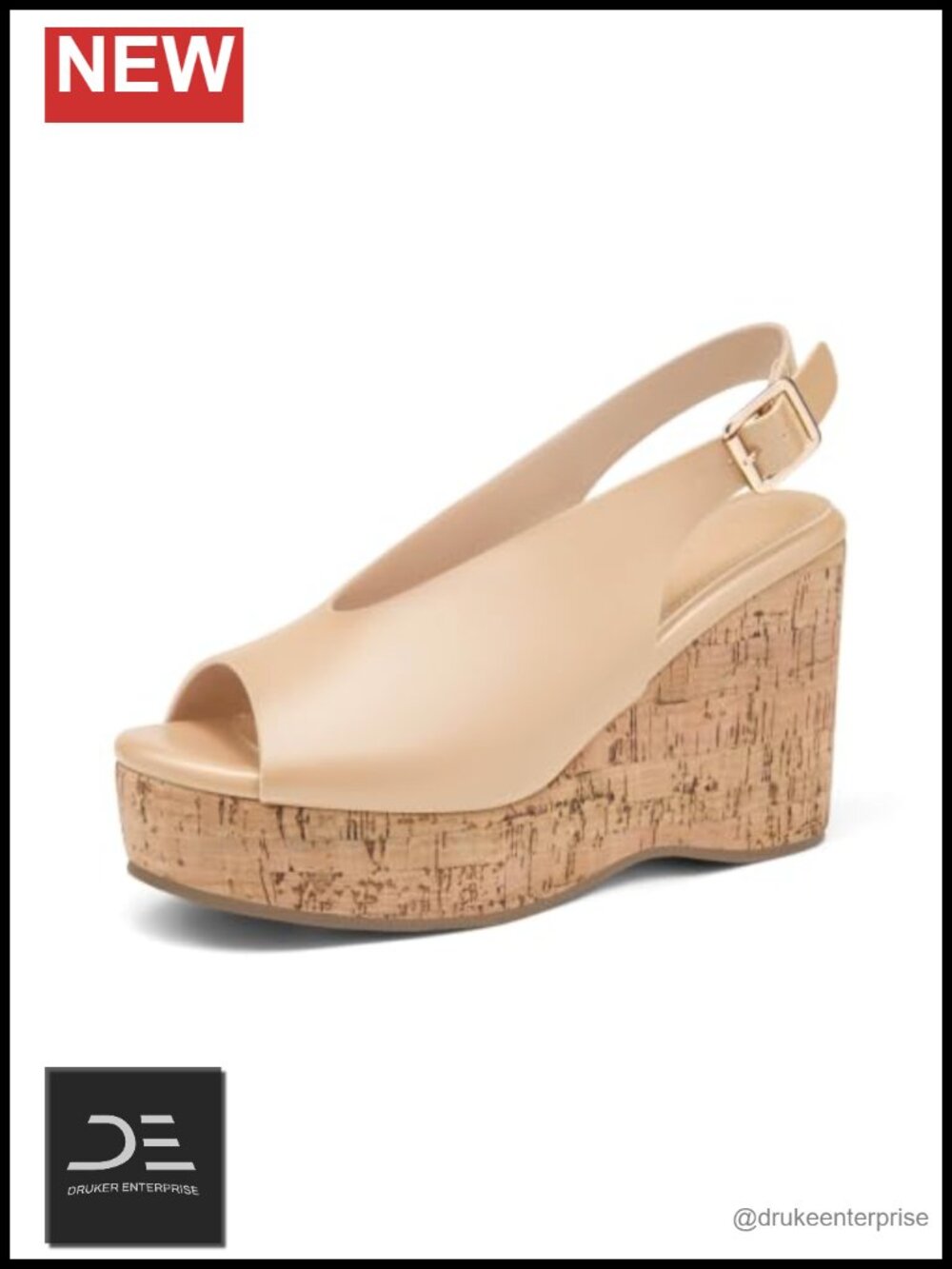 Women's Platform Wedge Sandals Peep Toe Slingback Cork Heel Summer Beach Shoes